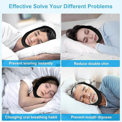 Snoring Chin Strap for Users,Anti Snoring Chin Strap for Sleeping, 2 Pack Adjustable Jaw Support Strap to Keep Mouth Closed, Snoring for Men Women, Comfort Fit Nighttime Sleeping Aid