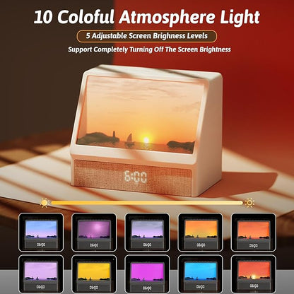 Sunrise Alarm Clock Night Light, Hatch Alarm Clock for Adults with Sound Machine Bluetooth Speaker White Noise Sound Machine Sunrise Clock Night Lamp for Nightstands Room Decor Gifts Ideas