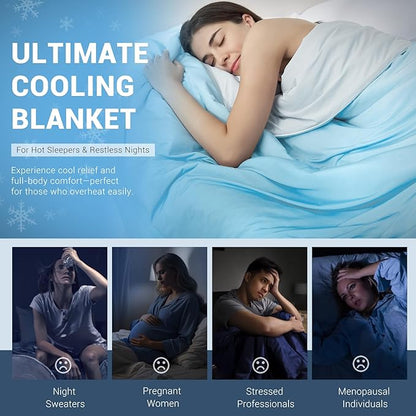 Elegear Cooling Comforter King Size Absorbs Body Heat to Keep Cool, Double-Sided Cooling Blanket for Hot Sleepers Arc-Chill Cool Fabric Q-Max>0.5, Lightweight Summer Comforter Ice Blanket, Light Blue