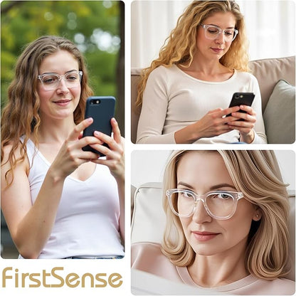 Reading Glasses for Men Women Blue Light Blocking with Spring Hinge, Blocking Readers Anti UV Ray Filter Eyeglasses, Square Computer Reader Glasses, Transparent, +1.5