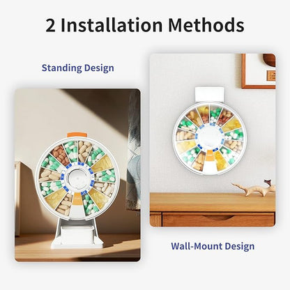 Cruxer Large Pill Organizer 7 Day 2 Times a Day & 14 Day Pill Dispenser, Arthritis Friendly Push-Button Design with Labels, Wall-Mounted & Standing Use, Weekly Pill Box for Vitamins & Medications