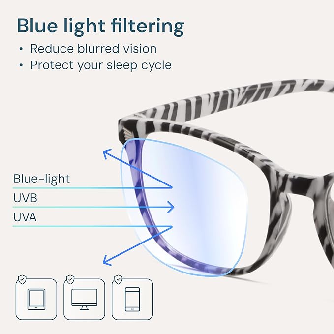 Gaoye Zebra Blue Light Glasses for Computer & Gaming - Anti UV Ray Lenses, Scratch-Resistant & Comfort Fit