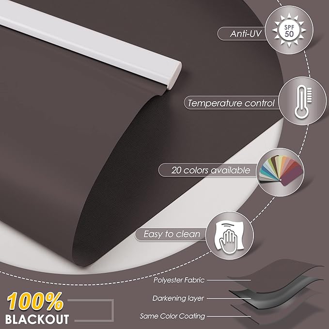 Allesin Motorized Roller Shade Blinds Compatible with Alexa for Window, Blackout Smart Shades Cordless with Remote Control, Electric Automated Blinds, Customized Size, Lithium Battery Motor(Maroon)