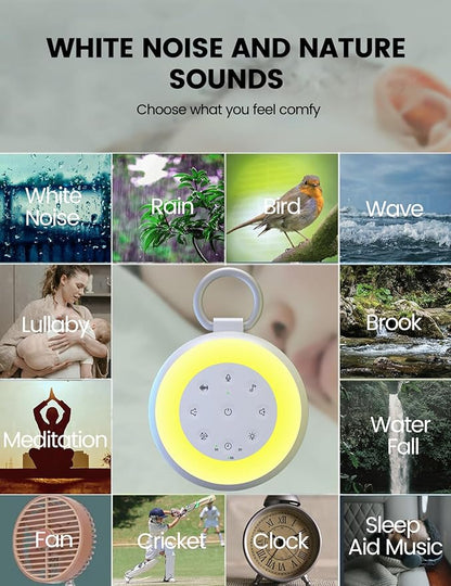 Vaydeer SA18 White Noise Machine with Recording - Portable Sound Machine & Bluetooth Speaker for Baby Adults, 24 Soothing Sounds, Night Light, Noise Canceling for Office, Sleep, Home, Travel