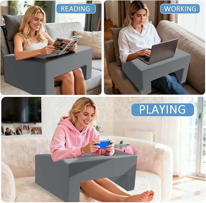 Lap Desk Pillow with Removable Cover Adjustable Angle Gaming & Machine Washable Reading Pillow for Adults Multipurpose Laptop Bed Tray with Arms for Working