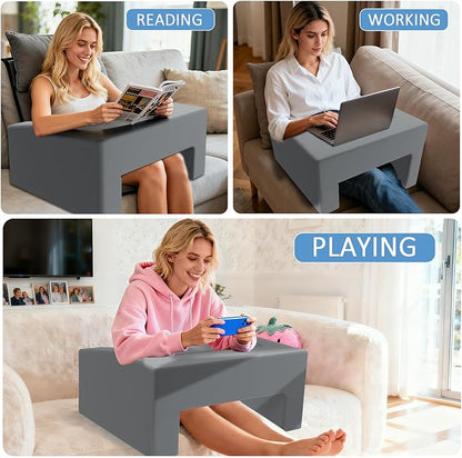 Lap Desk Pillow with Removable Cover Adjustable Angle Gaming & Machine Washable Reading Pillow for Adults Multipurpose Laptop Bed Tray with Arms for Working