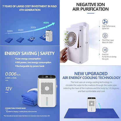 Bedroom Fans and Cooling Mat for Human Air Conditioning Quiet Bedroom Timing Electric Bed Blanket Water Cooler Pad Sleeping System Mattress, Single 160*70CM