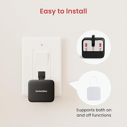 Switchbot Smart Switch Button Pusher (Bluetooth) – Fingerbot for Rocker Switch/One-Way Buttons, App Timer Control, No Wiring, Optional Hub Required for Voice/Remote, Black