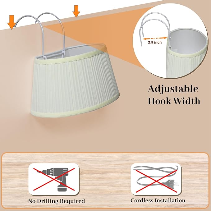 Bed Reading Light Headboard Reading Light with Adjustable Hook, Dimmable Book Light for Reading in Bed Bedtime Reading Lamp, 3 Color Modes and Battery Operated