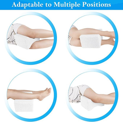 BlissTrends Memory Foam Knee Pillow, Knee Pillow for Side Sleepers, Leg Pillows for Sleeping Blood Circulation, Elevation Pillow for Spine Aligning, Sciatica, Hip, Knee, Ankle Pain, White, X-Large