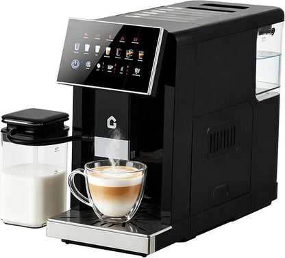 3rd-Gen Espresso Coffee Maker with Milk Frother - Removable Brewer/Grinder, Adjustable Coarseness/Flavor, 3-Level Coffee/Milk Volume, Detachable Milk Tank for Home Baristas, Black Spray Paint