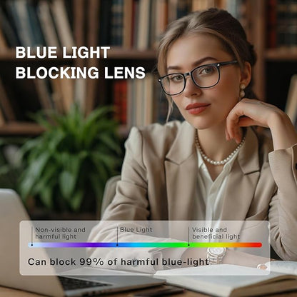 Blue Light Glasses for Woman Men | 99% Blue Light Blocking Glasses | Computer Glassess | Gaming | TV Phone Screen Reader Square Frame | Anti Eyestrain & UV Glare,1 Pack