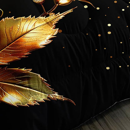 Gold Red Rose Comforter Set Twin Size,Golden Glitter Butterfly Pattern Bedding Set for Girls Women Couple Lover,Romantic Valentine's Day Floral Themed Bedding Set with 2 Pillowcases.