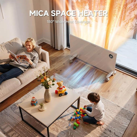 Pasapair Convection Panel Space Heater Indoor Use, 1500W Electric Heater with Wifi App Control, Smart Mica Infrared Heater with Programmable Thermostat, Wall Mount or Standing, Quiet & Eco Mode