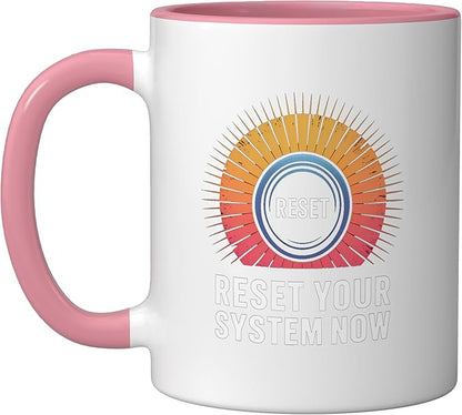 Relaxation Breathing Vagus Nerve Stimulation, Stress Relief Ceramic Mug, Pink/White