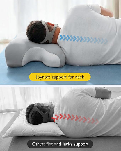 CPAP Pillow for Larger-Framed Men, Ergonomic Memory Foam Bed Pillow to Reduce Air Leaks, Facial Pressure, Height Adjustable for Side Back Stomach Sleepers, 23.6"x15.74"x5.11"/5.9"