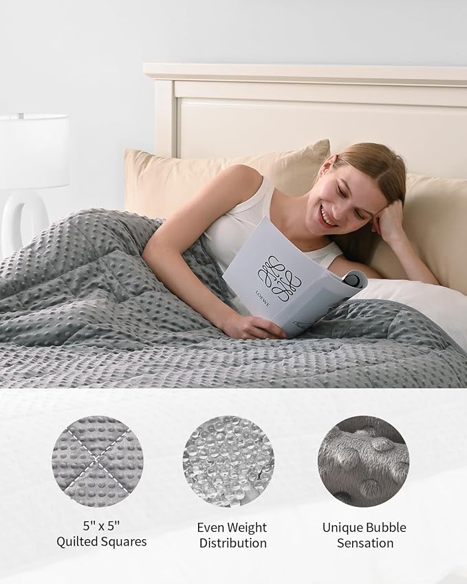 Mr. Sandman Weighted Blanket for Adults, Minky Dots Heavy Blanket for Woman, Man Sleeping and Calm, Soft and Cozy Weighted Throw Blankets, Machine Washable, 48 x 72in, 12 lbs, Grey