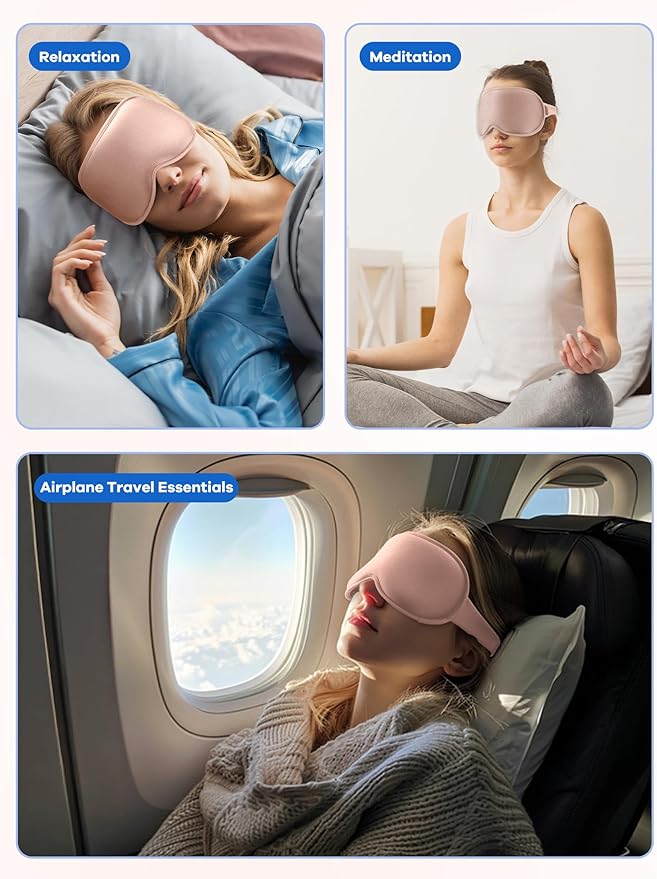3D Blackout Cooling Gel Eye Mask: 6oz Weighted Cold Compress, Deep Relaxation & Meditation Mask for Women, Nurse Night Shift Recovery, Headache & Stress Cooling Comfort, Gift Ready, Pink