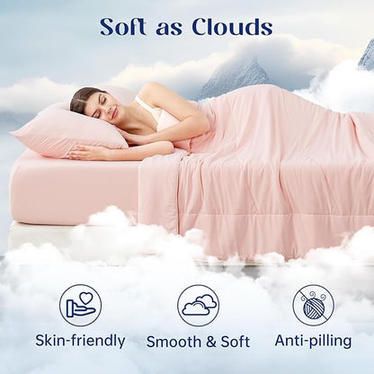 Dream Valley Outlast® King Cooling Comforter, NASA-Grade Instant Cooling Blanket for Hot Sleepers, Luxurious Comforter for All Season, Pink Blush, 106"x90"