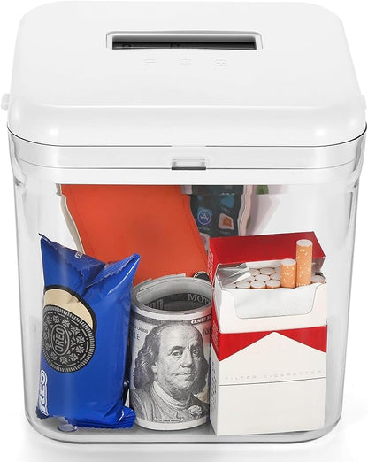 Timed Lock Box, Phone Lock Box with Timer, Rechargeable Time Locking Container, 6.5''x 6.5''x6.5'', Timed Lock Safe for Cell Phones, Snacks and Other Tempting Items