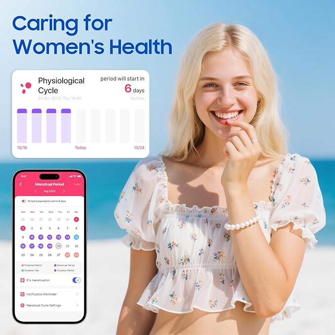 Smart Health Ring, Featuring Stress and Sleep Monitoring Functions, Compatible with iOS and Android, Waterproof Fitness Tracker for Women & Men, No Subscription Fee. (Rose Gold, 9)
