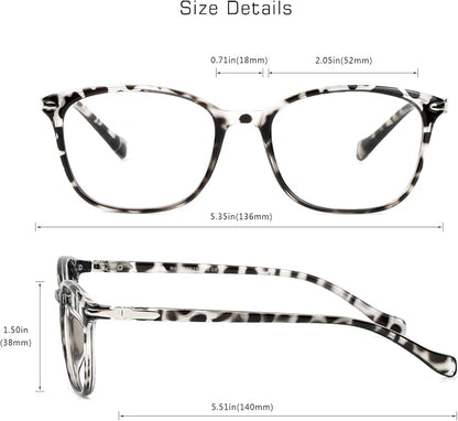 VisionGlobal Blue Light Blocking Glasses for Women/Men, Anti Eyestrain, Computer Reading, TV Glasses, Stylish Square Frame, Anti Glare(Leopard,+5.75 Magnification)
