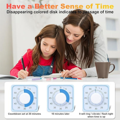Eazy2hD Visual Timer for Kids and Adults, ADHD Tool for Kids with 60-Minute Countdown, Planning Board, Alarm Clock, Voice Command Task Timer for Chores, Classroom and Office Reminders, Visual Schedule