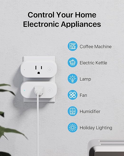 Loocam Smart Plug Compatible with Alexa Mini, Smart Home Wi-Fi Outlet, No Hub Required, Timer Function, App Control, 2.4G WiFi Only, 4 Pack, White