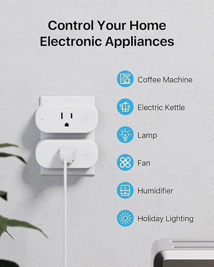 Loocam Smart Plug Compatible with Alexa Mini, Smart Home Wi-Fi Outlet, No Hub Required, Timer Function, App Control, 2.4G WiFi Only, 4 Pack, White