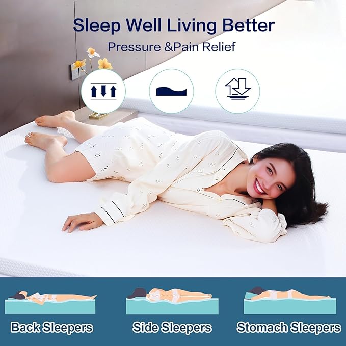 Twin XL Mattress Topper, Mattress Topper Twin XL 3 Inch High Density Memory Foam Mattress Pad Comfort Cooling, Bed Topper with Removable Cover, 4 Elastic Straps White, CertiPUR-US Certified