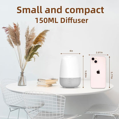 150ML Rechargeable Battery Operated Essential Oil Diffuser, Portable Cordless Aromatherapy Diffuser,7-Hour Runtime with 7 LED Color Changing Lights for Home, Office, Bathroom, Travel