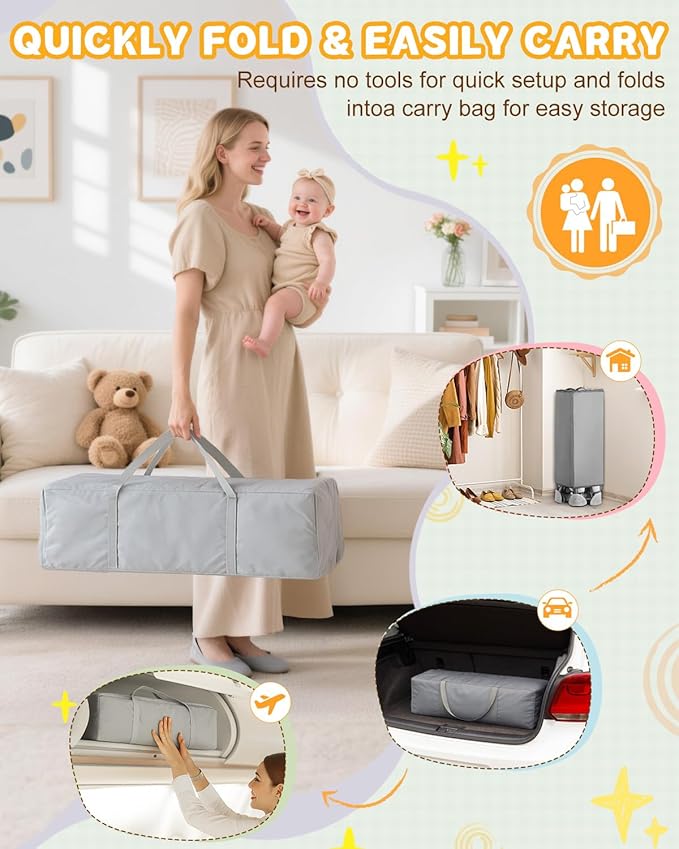 Ktaxon 5 in 1 Baby Bassinets Bedside Sleeper, Pack and Play, Baby Crib with Cradle Mode, Bedside Storage, Detachable Mattress, Fast Folding Design, Travel Bag, Playard from Newborn to Toddler