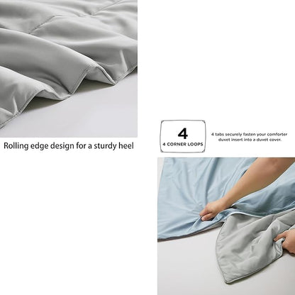 Zaizaihome Natural Bamboo Viscose Comforter Set King Size 3 Pieces, All-Season Soft Breathable Moisture-Wicking Quilt with Matching Pillowcases, Machine Washable, Quilted Fluffy Comforter (Gray)