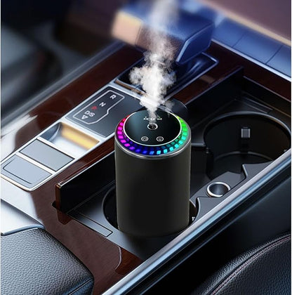 Portable Car Aroma Diffuser and Air Purifier with Humidifier, Intelligent Auto Function, 3-Level Adjustable Scent Modes, 500mAh Rechargeable Battery, Compact Aluminum Alloy Build for Relaxing Travel