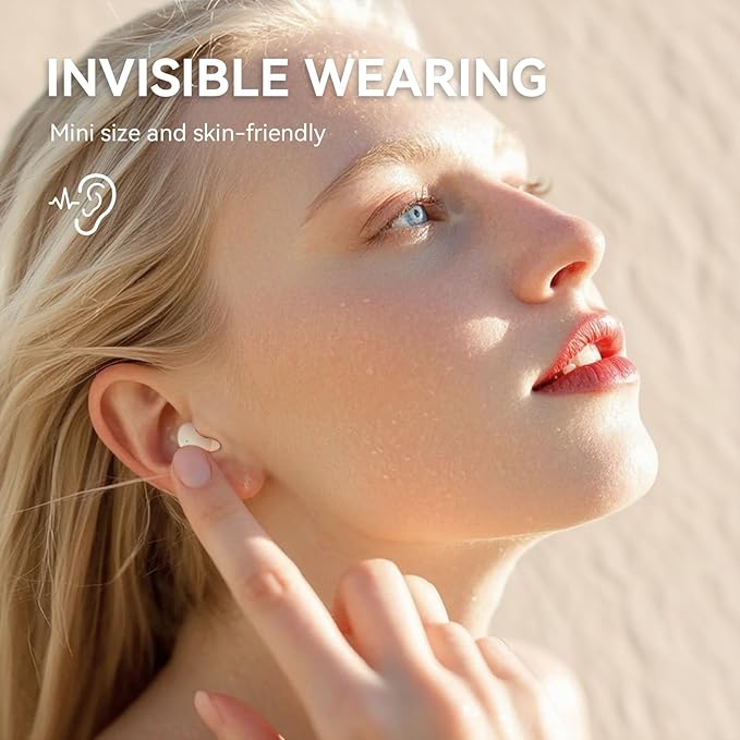 Invisible Mini Sleep Earbuds Ear Buds for Side Sleepers Sleeping, Small Ears Canals Women Wireless Bluetooth Low Profile Smallest Disgused Tiny Micro Discreet Hidden Earbuds Headphones for Work