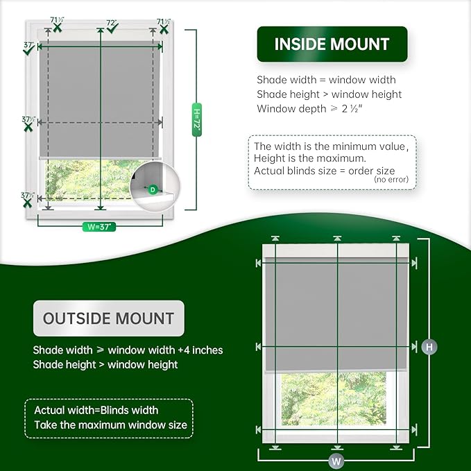 Motorized Blinds with Remote, Blackout Cooling Automatic Shades with Solar Panel Cordless Smart Blinds for Windows, Custom Electric Blinds Horizontal Roller Shades,Gray,35" W X 72" H