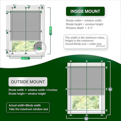 Motorized Blinds with Remote, Blackout Cooling Automatic Shades with Solar Panel Cordless Smart Blinds for Windows, Custom Electric Blinds Horizontal Roller Shades,Gray,43" W X 72" H