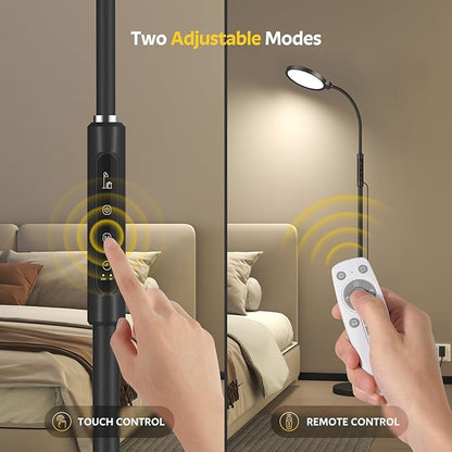 Morfone Light Therapy Lamp, 11000 Lux UV-Free Floor Sun Light Lamp with Touch Remote Control, 5 Color Temperatures 10 Brightness Levels Lights for Living Room Bedroom Office (Black)