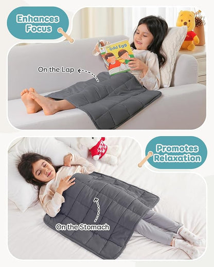 Topblan 2 lb Weighted Blanket, 19" x 21" Weighted Lap Pad, Soft Breathable Premium Glass Bead Filling for Calming, Machine Washable, Dark Grey