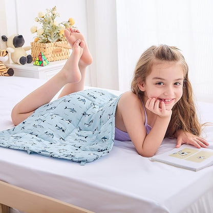 yescool Shark Weighted Lap Pad 2 Pounds Cooling Weighted Lap Pad, Small Weighted Blanket, Weighted Throw Blanket Gift for Travel Indoor Outdoor, 20"x30"