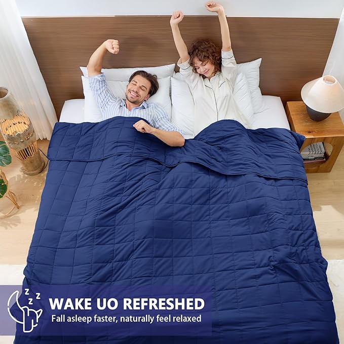 yescool King Size Weighted Blanket for Adults (20 lbs, 80” x 87”, Blue) Cooling Heavy Blanket for Sleeping Perfect for 190-210 lbs, Breathable Blanket for Adults & Couple All Season, Machine Washable