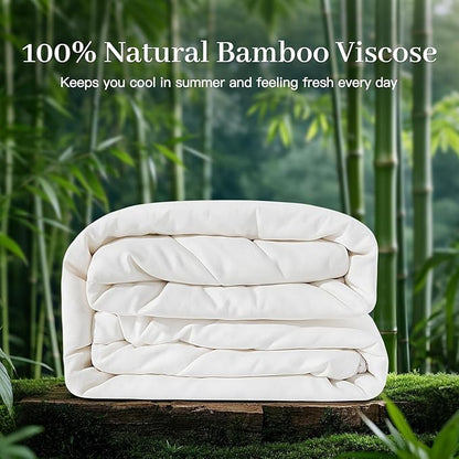NEXHOME PRO 100% Viscose Derived from Bamboo Comforter King Size - Cooling & Moisture-Wicking Bedding - All Season Lightweight Design - Natural Organic King Duvet Insert