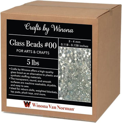 Crafts by Winona Premium Glass Bead Weighted Filler - 3-4mm (Size #00) Coarse Microbeads for Weighted Blankets, Knitted Crafts, Resin Art & Home Decor - Washable & High Density (5 lb.)
