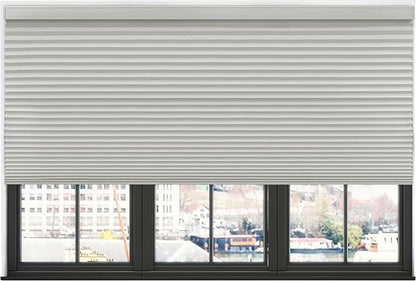 BlindsAvenue Simply Motorized Cellular Shades with Remote Control, Automatic Electric Cordless Wireless Blinds for Indoor Window, Blackout Blind, Color: Gray Sheen, Size: 47" W x 72" L