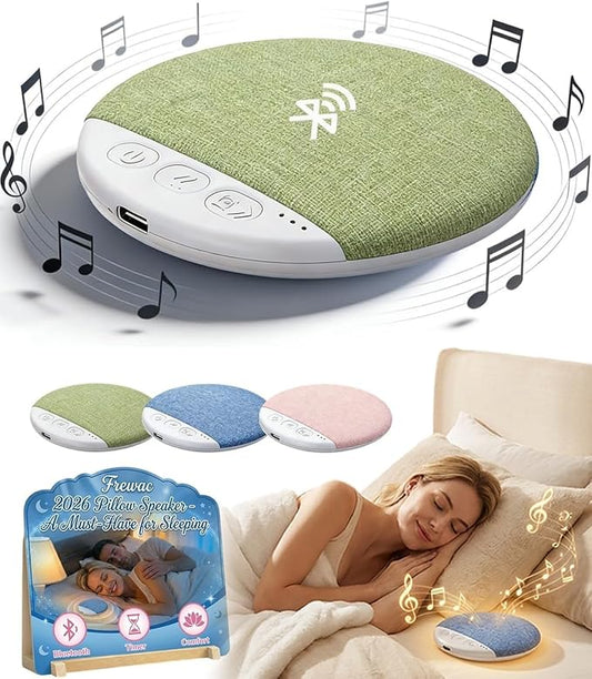 2026 New Flat Under Pillow Speakers for Sleeping, Bone Conduction Pillows Speaker Bluetooth, Private Ultra-Thin Aid with White Noise Timer, Mini Portable Slim Wireless Bedside Speak