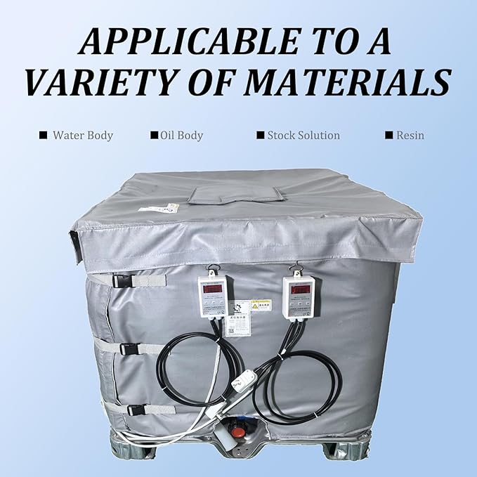 Ibc Heater Blanket, Ibc Tote Winter Blanket, Smart Temperature Control Up To 100°c, 500l/1000l, Heating Pad For Winter With Thermostat, For Petroleum, Chemical, Food Processing Grey 500L 4200W