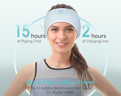 MUSICOZY Sleep Headphones Bluetooth 5.4 Headband, Wireless Earphones Sweat Resistant Earbuds with Ultra-Thin HD Stereo Speaker for Workout Running(White Green)