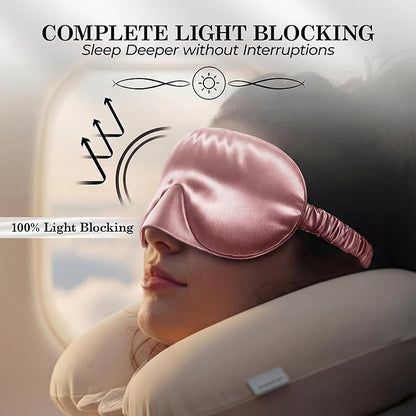 SLEEP SANCTUARY 100% Pure Mulberry Silk Sleep Mask - 22 Momme Light Blocking 3D Contour Silk Eye Mask for Sleeping - Secure Fit for Side Sleepers, Women & Men - Cloud Soft (Pink)