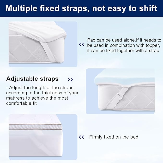 XWZO King Size Memory Foam Mattress Topper Dual Layer 3 Inch,2 Inch Cooling Gel Memory Foam Mattress Topper and 1 Inch Pillow Top Pad for Back Pain Relief