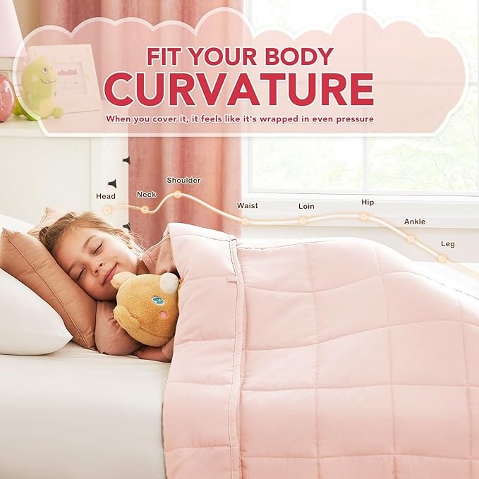 CuteKing Weighted Blanket (5lbs, 36"x48", Pink) Heavy Blanket for 40-60lbs, Weighted Blanket for Cooling & Heating with Premium Glass Beads, Soft Thick Blanket All-Season